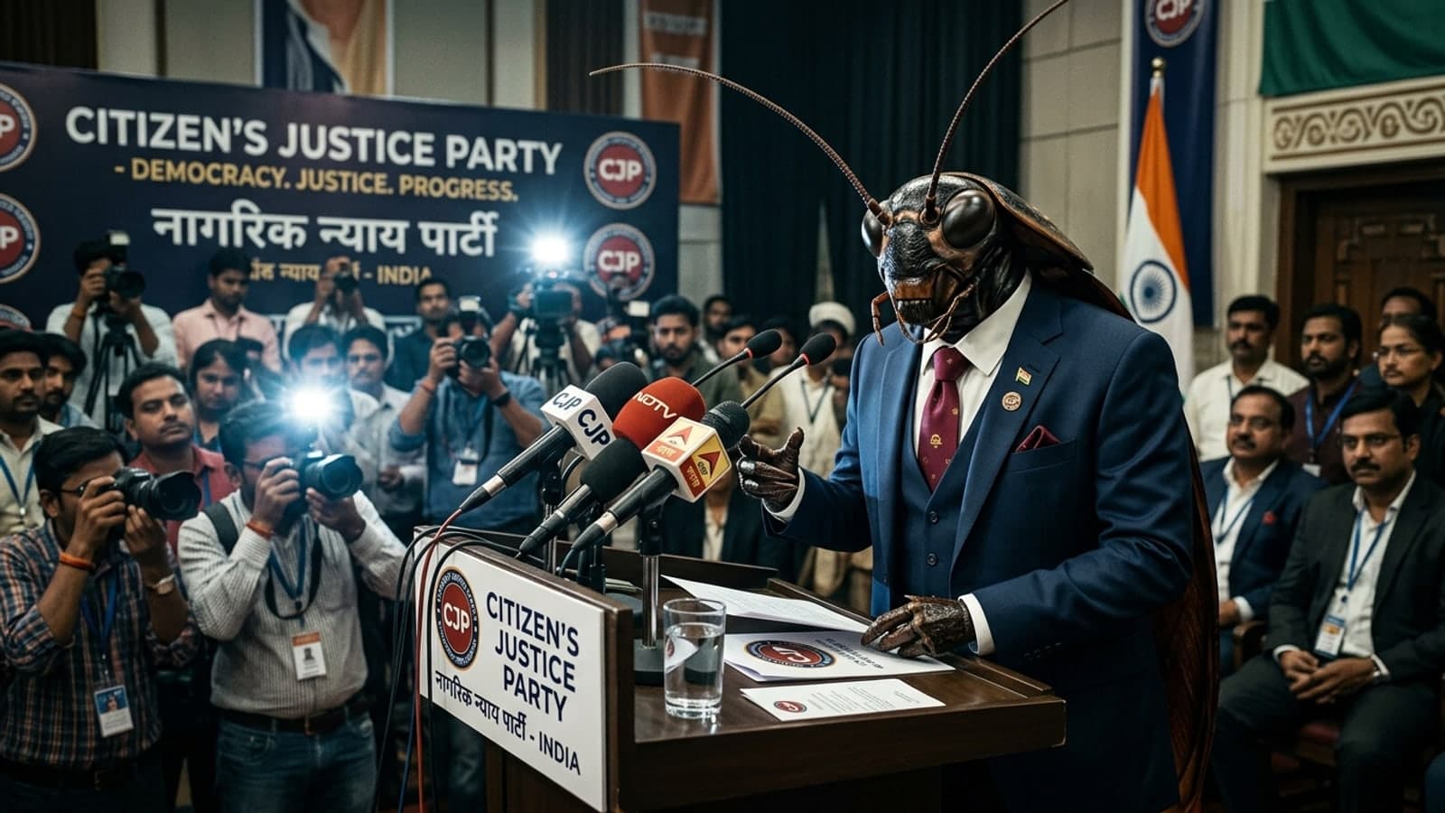 CWI original graphic for Cockroach Janta Party and youth-led civic satire