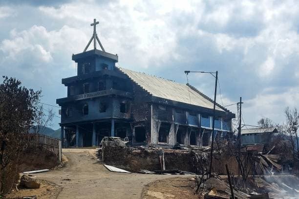 Manipur Violence - Non-graphic documentary visual of destruction in Manipur from the CWI local archive.
