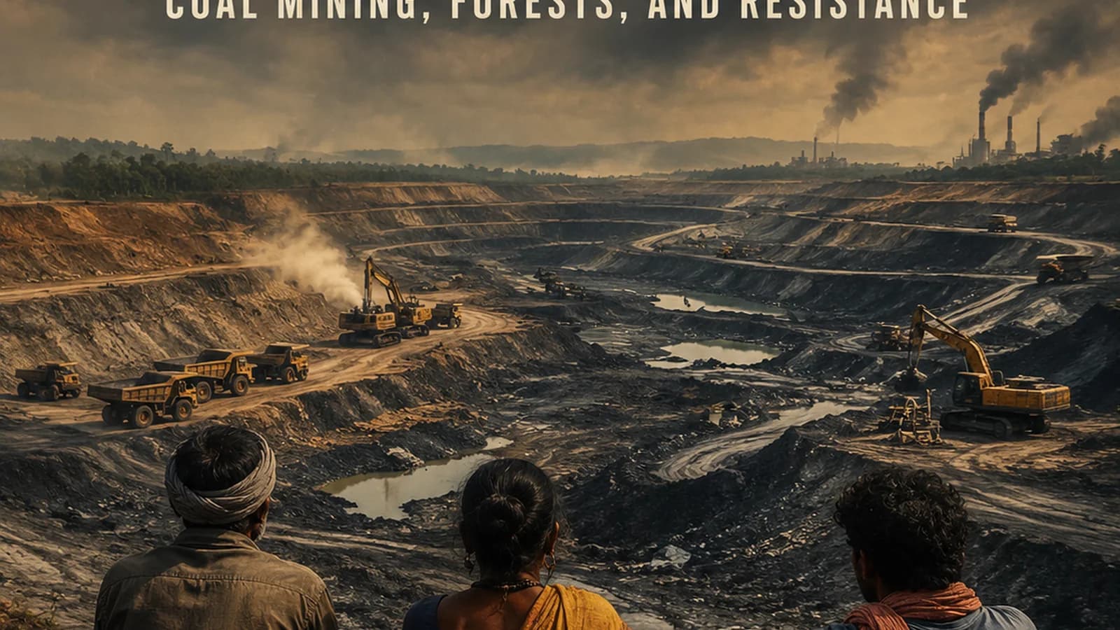 CWI India Unanswered Files visual on Hasdeo coal mining, forest protection, Adivasi resistance, and public accountability.